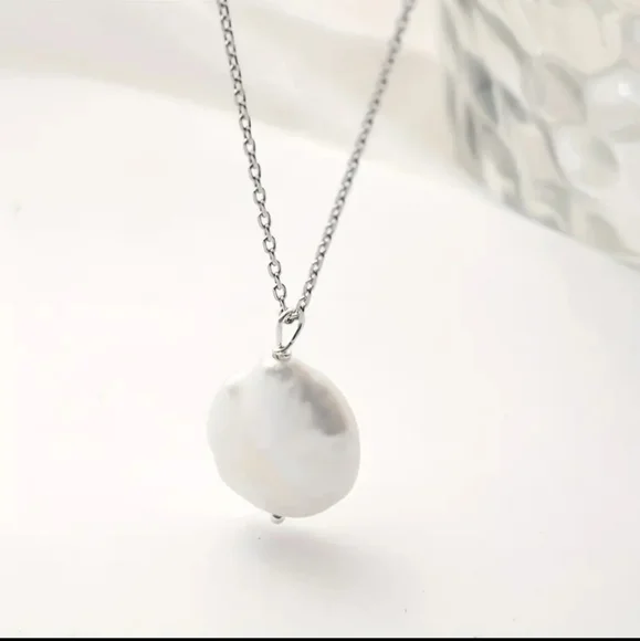 Baroque Style 925 Sterling Silver Irregular Shape Freshwater Pearl  Necklace. - Picture 3 of 5